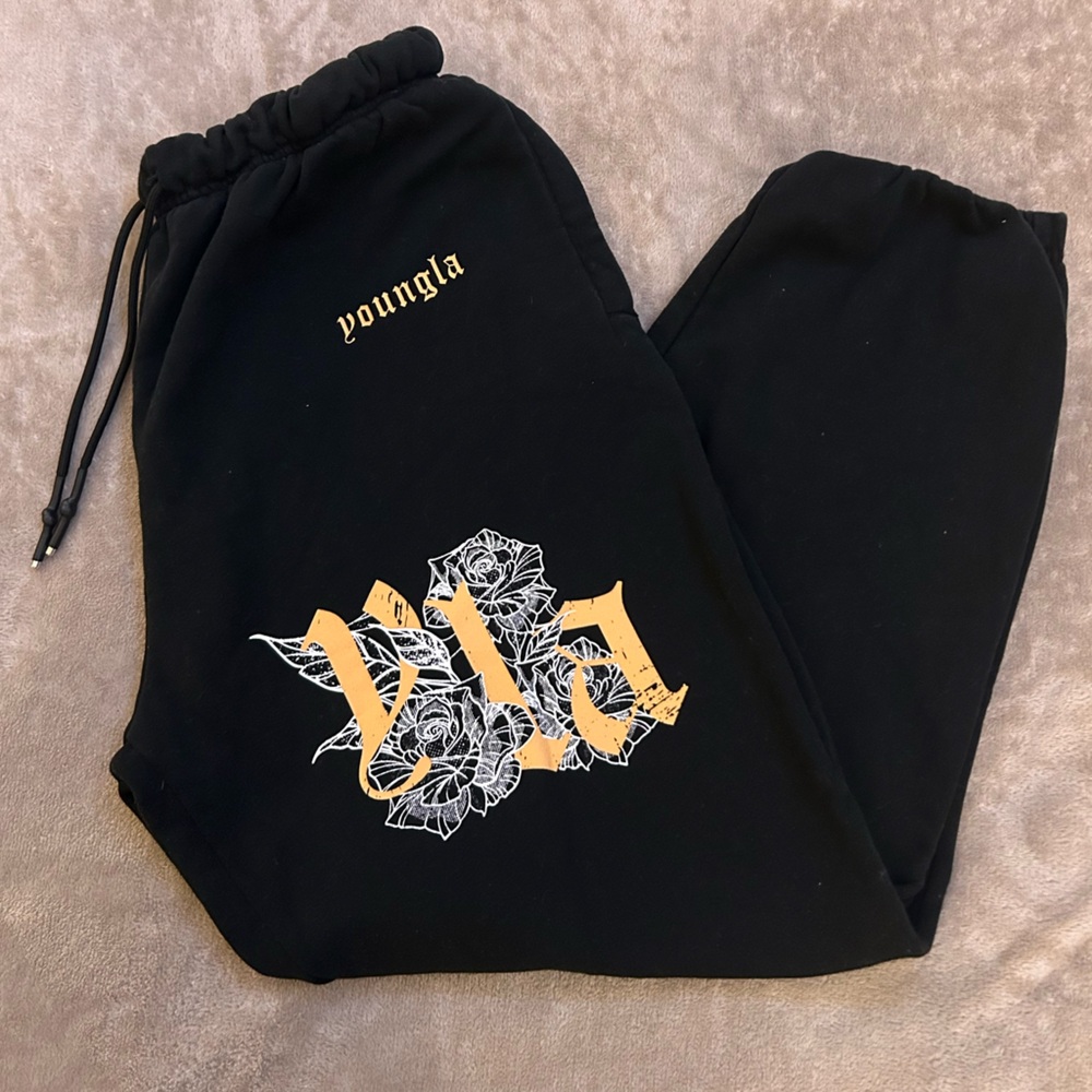 YoungLA Black and Gold Track Pants